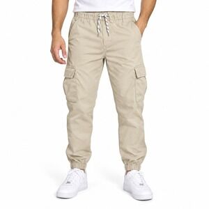 Kenneth Cole New York Boys Khaki Cargo Jogger Pants Size 6 Tan Stretchy